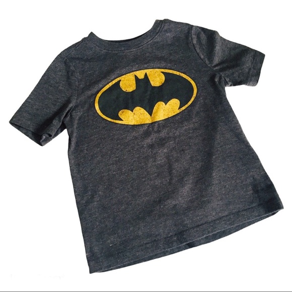 OLD NAVY BATMAN DC Comics Bat Signal Logo Tee/Top With Cap Sleeves Grey Boys 2T - Picture 10 of 14